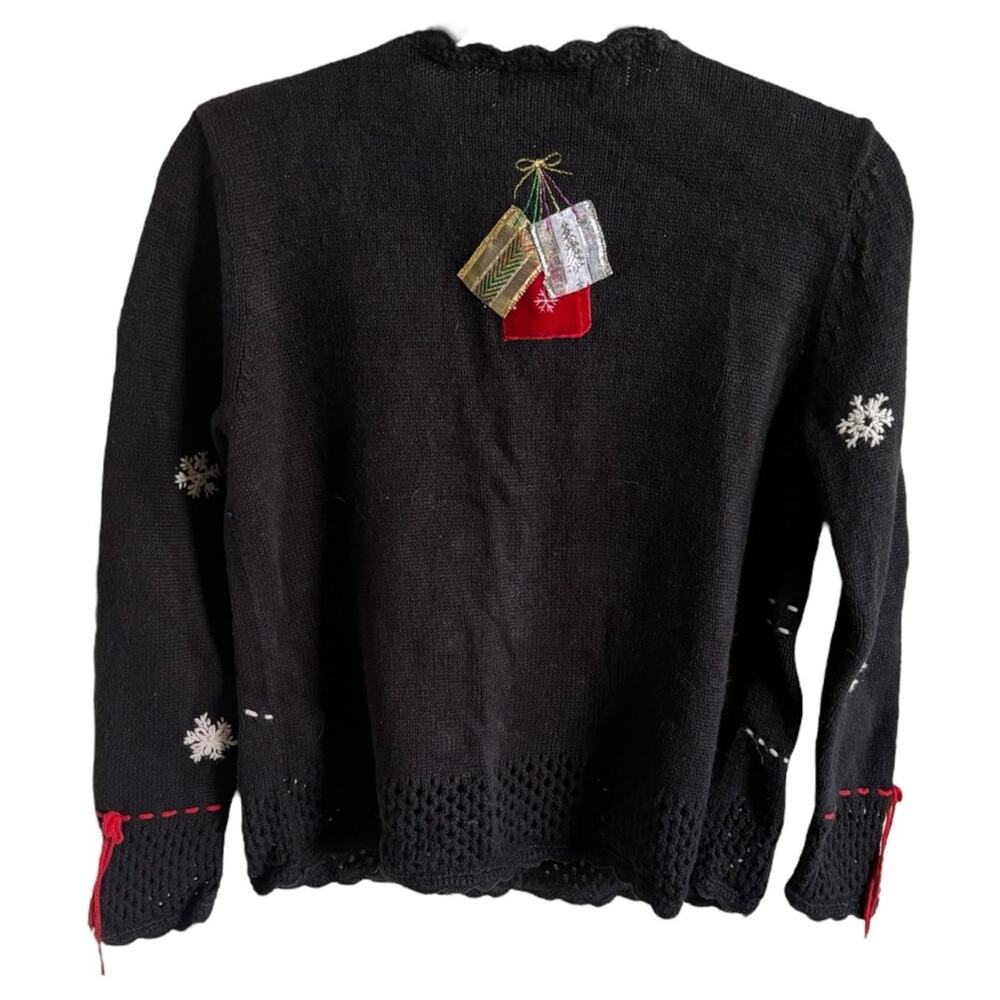 Ambra Black Embroidered Decorated Cardigan Petite Small - Picture 5 of 7